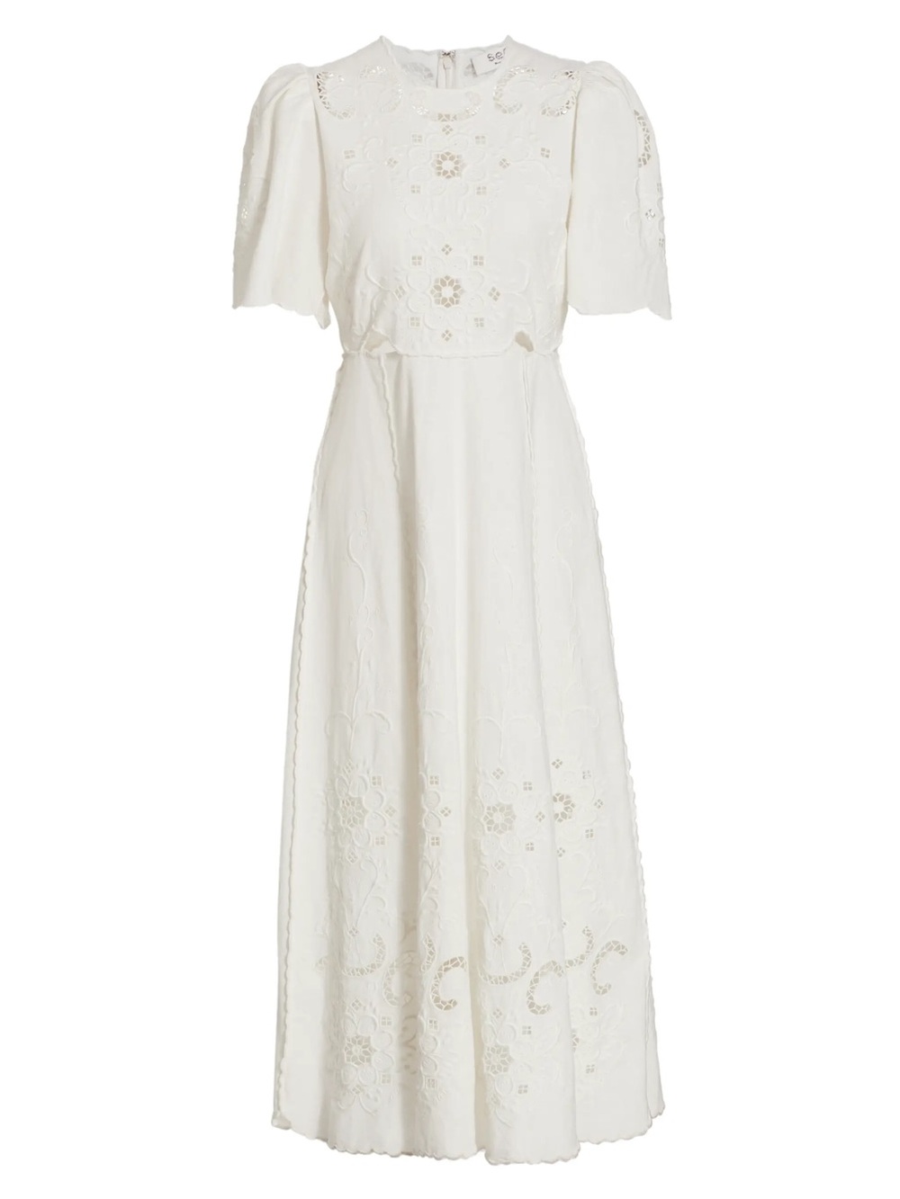 NWT Sea NY Kiara Cut-Out Eyelet Midi Dress White